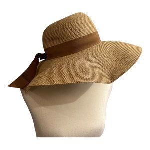 Furtalk Beach Sun Straw Floppy Hat UPF 50 Women Brown Ribbon Dark Brown Packable